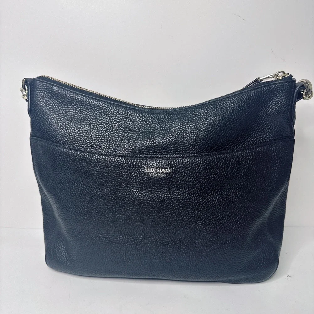 Kate Spade Cobble hill Medium Convertible Leather Messenger Shoulder Bag Black